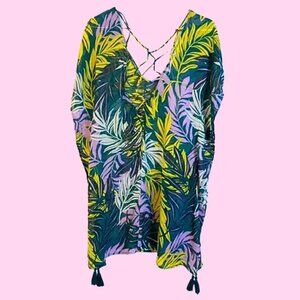 Palisades Green Yellow & Pink Resprtwear Swim Suit CoverUp